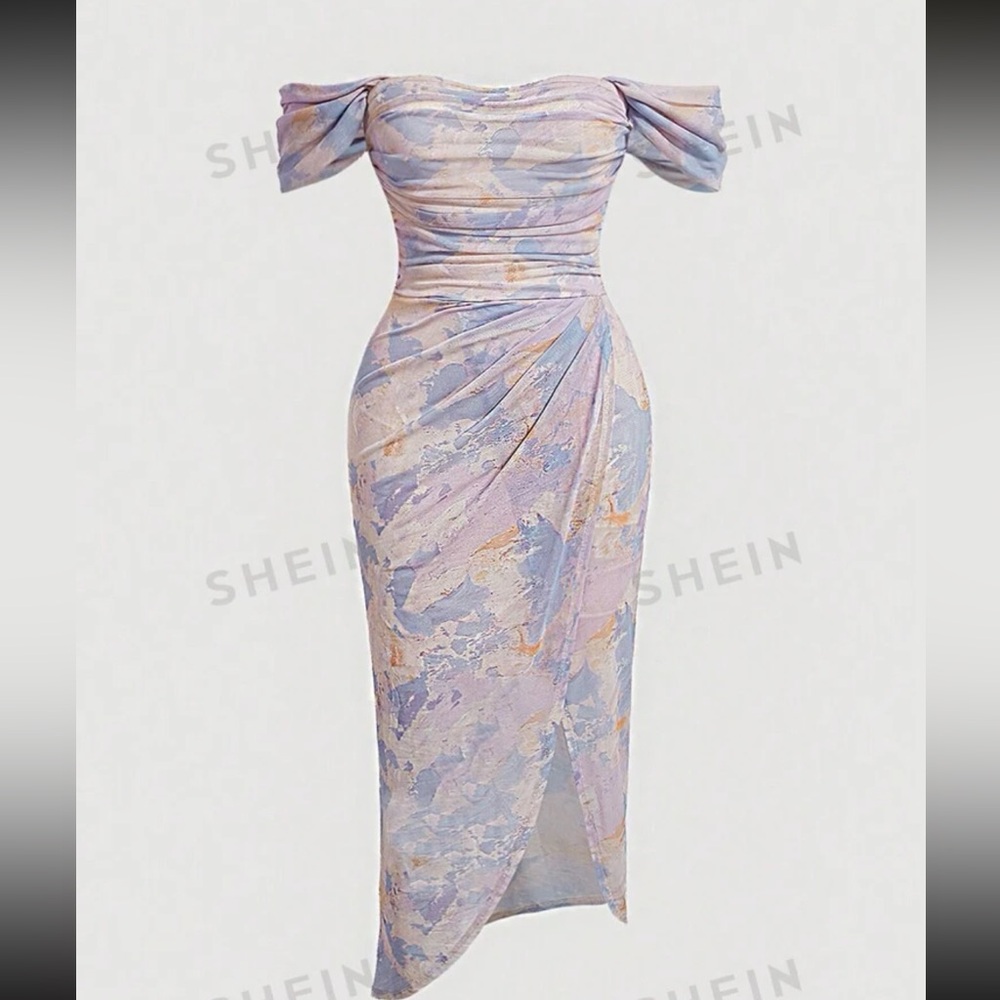 SHEIN MOD Knitted Vintage Ombre Print Plus Size Women's Bodycon Dress